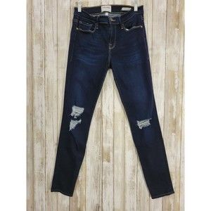 Frame Denim Le Skinny De Jeanne Distress Jeans Blue Sz 29